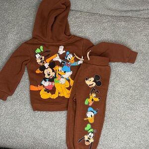 Disney Brown Mickey & Friends Character Hoodie + Joggers Set - 12 months